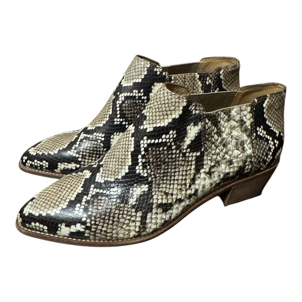Madewell Sonia Snakeskin Low Ankle Leather Chelsea Booties Women’s Size 10